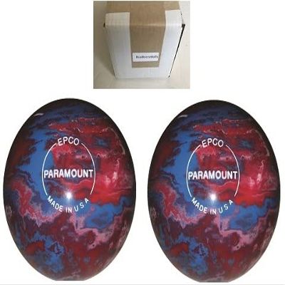 BuyBocceBalls - EPCO Duckpin Bowling Balls - -(4 3/4 inch- 3lbs. 10 oz.) Pack of 2 - Marbleized - Royal, Red & White - Made in USA