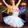 Nicute Women's LED Tutu Skirt Light Up Tutus Layered Tulle Ballet Dance Skirt Sparkly Party Tutu Costume for Women (White) view 3