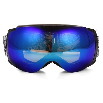 DDER Outdoor Adult Spherical Double-Layer Anti-Fog, Wind-Proof and Snow-Blind Ski Goggles Winter Mountaineering Glasses (Blue)