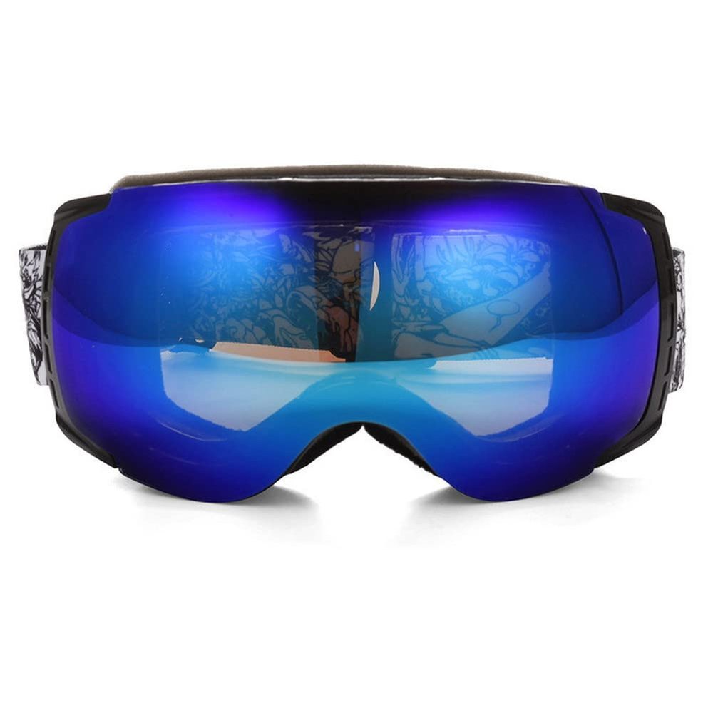 DDER Outdoor Adult Spherical Double-Layer Anti-Fog, Wind-Proof and Snow-Blind Ski Goggles Winter Mountaineering Glasses (Blue)