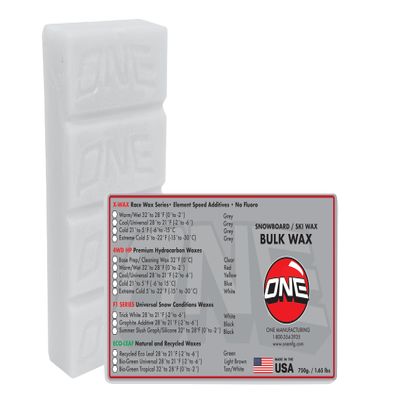 One Mfg F1 Snowboard & Ski Wax, Universal Conditions Formula, 750g (1.65lb) Big Brick Great Value, Fast Wax in a Wide Range of Snow Conditions, humidities, and Temperatures.