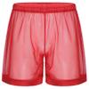 Hedmy Men's See-Through Mesh Swim Trunks Loose Boxer Shorts Underwear Beachwear Cover Ups Red Large view 4
