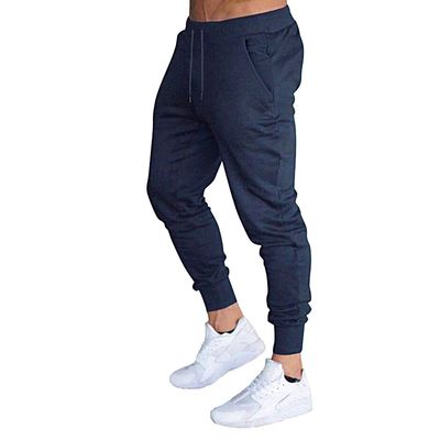BUXKR Men's Slim Joggers Workout Pants for Gym Running and Bodybuilding Athletic Bottom Sweatpants with Deep Pockets,Navy,M