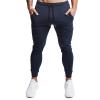 BUXKR Men's Slim Joggers Workout Pants for Gym Running and Bodybuilding Athletic Bottom Sweatpants with Deep Pockets,Navy,M view 2