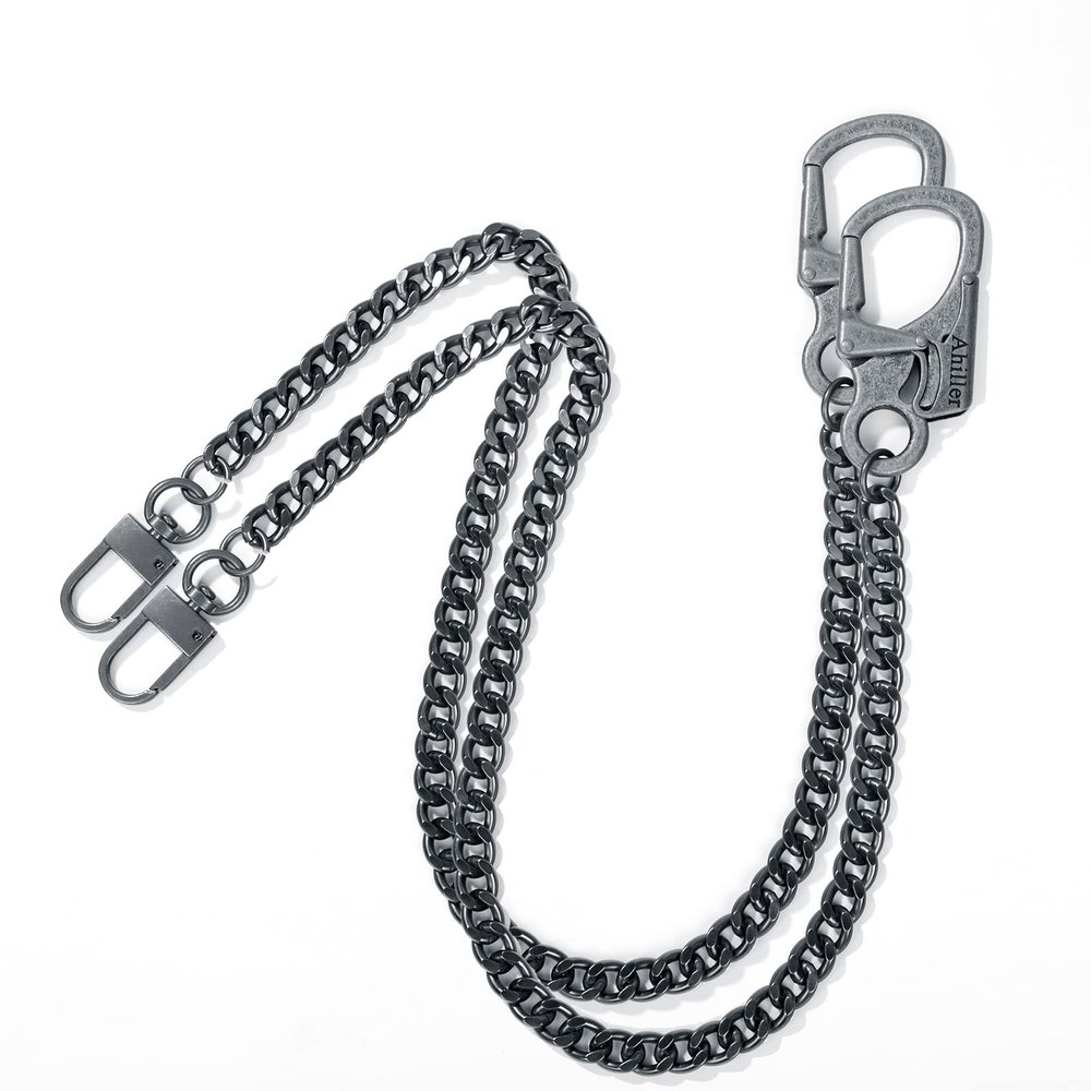 Ahiller Biker Wallet Chain, Heavy Duty Pocket Chain with Carabiner Clip, Men Chains for Keys, Jeans, Pants, Purse and Handbag (P-Grey-2Pcs)