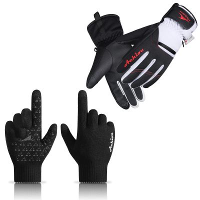 Achiou Winter Knit Gloves and Winter Snow Ski Gloves for Men & Women