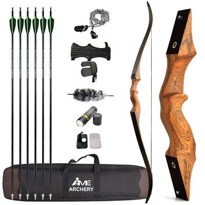 AMEYXGS 60" Archery Takedown Recurve Bow and Arrow Set for Adults and Youth 20-60LBS Hunting Bow with Bow Accessories for Outdoor Shooting Target Practice Right Handed (55LBS, Orange)