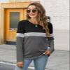 Minetom Women's Color Block Tunic Tops Casual Long Sleeve Shirts Round Neck Pullover view 2