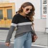 Minetom Women's Color Block Tunic Tops Casual Long Sleeve Shirts Round Neck Pullover view 3