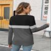 Minetom Women's Color Block Tunic Tops Casual Long Sleeve Shirts Round Neck Pullover view 4