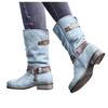 Bcshiye Women's Knee High Cowboy Boots Mid Calf Fashion Winter Classic Western Ankle Boots Low Heel Combat Riding Boots view 1