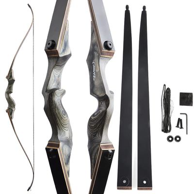 AMEYXGS 60" Takedown Recurve Bow 20-60LBS Archery Hunting Bow with Stringer Tool for Outdoor Shooting Target Practice Right Handed (25LBS, Grey)