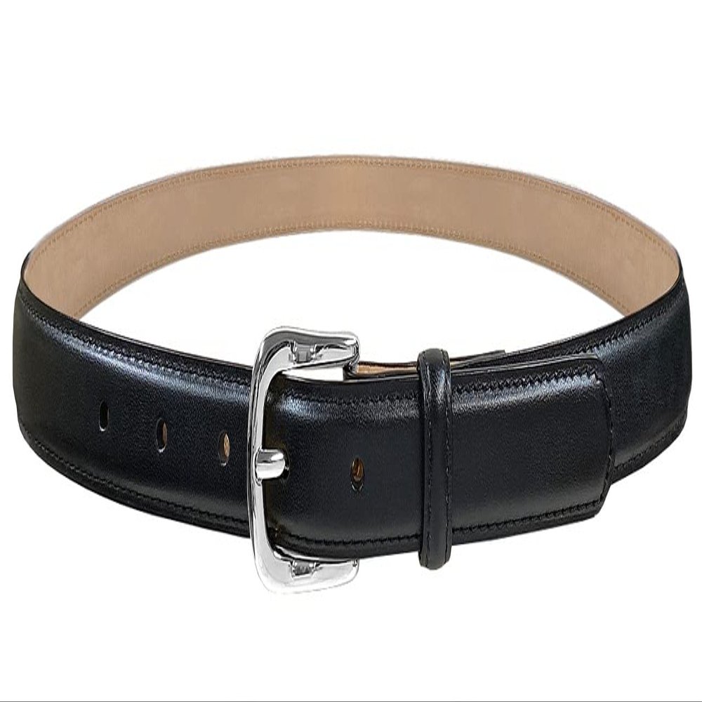 A274 Silver Buckle Italian Calfskin Genuine Full Leather Dress Belt 1"(25mm) Wide (Silver Smooth Black, 36)