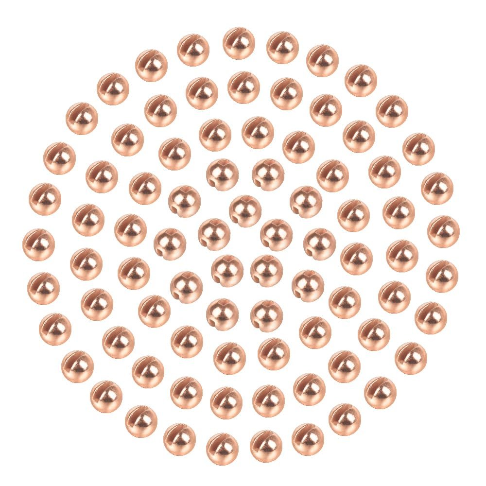 MUUNN 200pcs Tungsten Slotted Beads for Fly Tying, Sink Deeper and Faster 12 Colors/13 Sizes Slotted Tungsten Beads Fly Tying Beads Head Fly Tying Materials(Copper,4.6mm)
