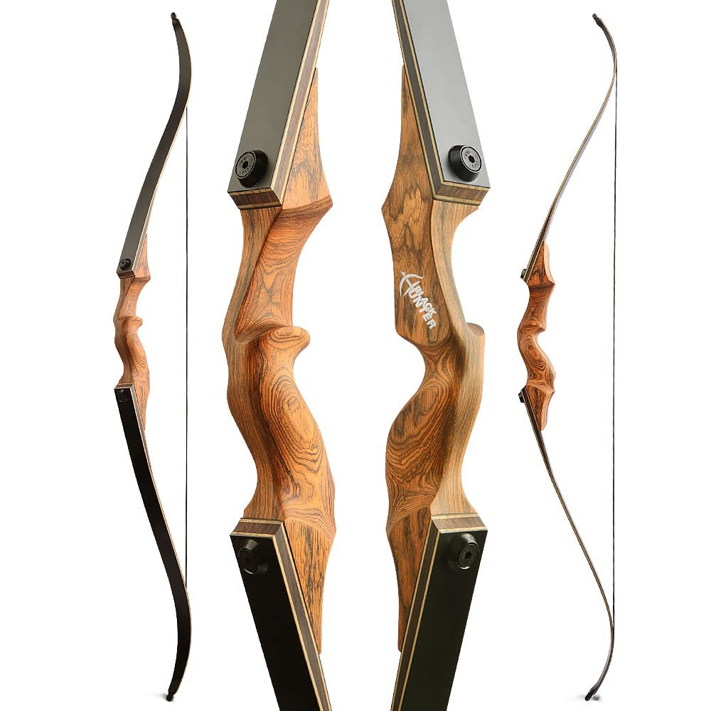 AMEYXGS 60" Takedown Recurve Bow 20-60LBS Archery Hunting Bow with Stringer Tool for Outdoor Shooting Target Practice Right Handed (55LBS, Orange)