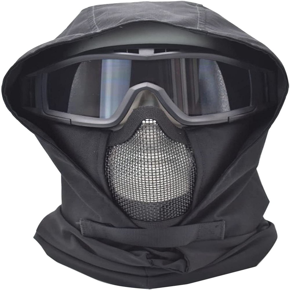 Balaclava Wind-Resistant Face Mask Half-Face Air Gun Mesh Mask and Tactical Goggles ,for Halloween and Air Gun Paintball Role Playing, Unisex