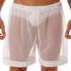 Hedmy Men's See-Through Mesh Swim Trunks Loose Boxer Shorts Underwear Beachwear Cover Ups White Medium view 1