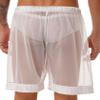 Hedmy Men's See-Through Mesh Swim Trunks Loose Boxer Shorts Underwear Beachwear Cover Ups White Medium view 3