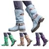 Bcshiye Women's Knee High Cowboy Boots Mid Calf Fashion Winter Classic Western Ankle Boots Low Heel Combat Riding Boots view 3