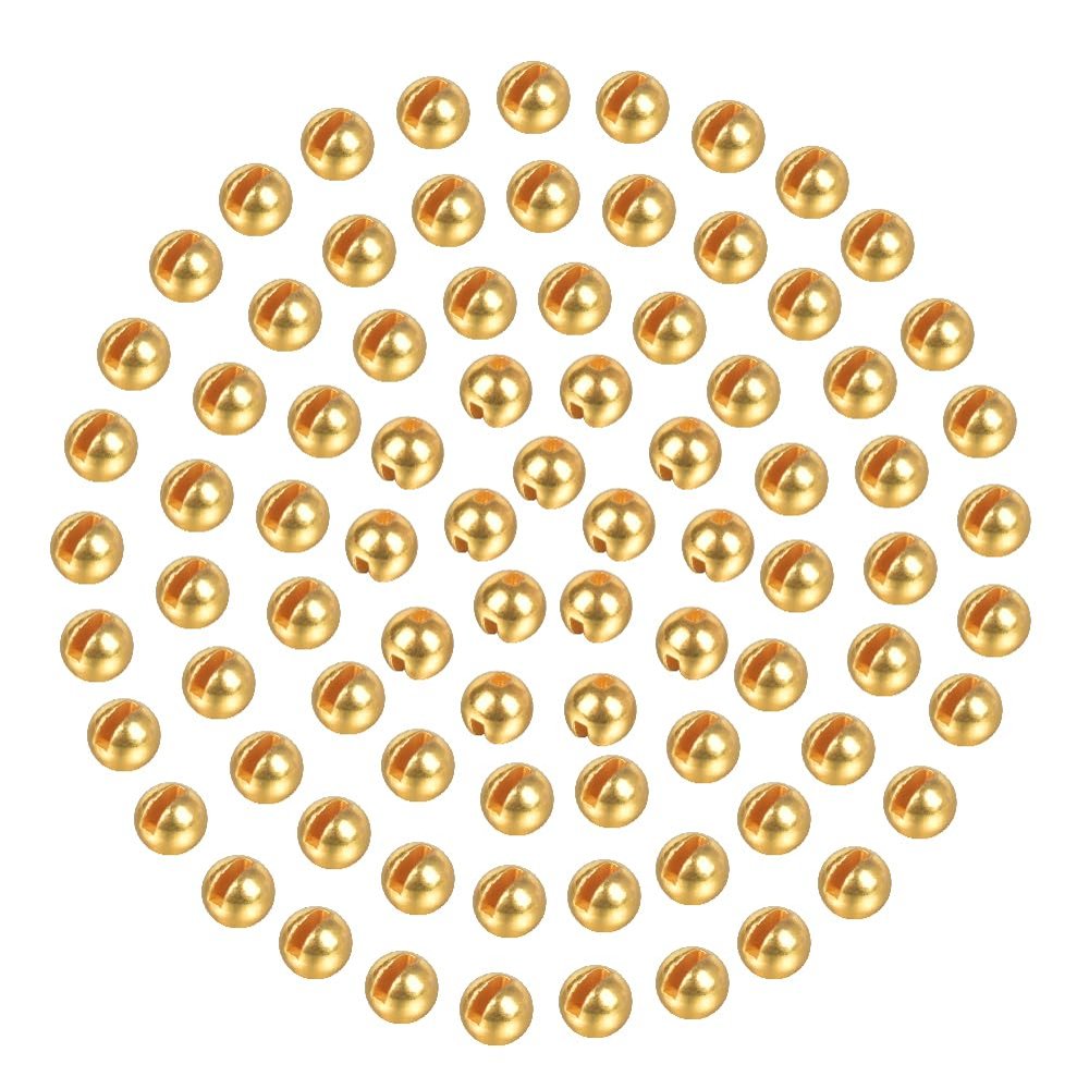 MUUNN 200pcs Tungsten Slotted Beads for Fly Tying, Sink Deeper and Faster 12 Colors/13 Sizes Slotted Tungsten Beads Fly Tying Beads Head Fly Tying Materials(Gold,5.5mm)