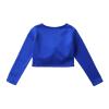 Aislor Kids Girls Ballet Dance Yoga Gym Active Crop Tops V Neck Long Sleeve T-Shirt Shrug Crop Tops Blouses Dancewear Royal Blue Knot Ruch 7-8 Years view 4