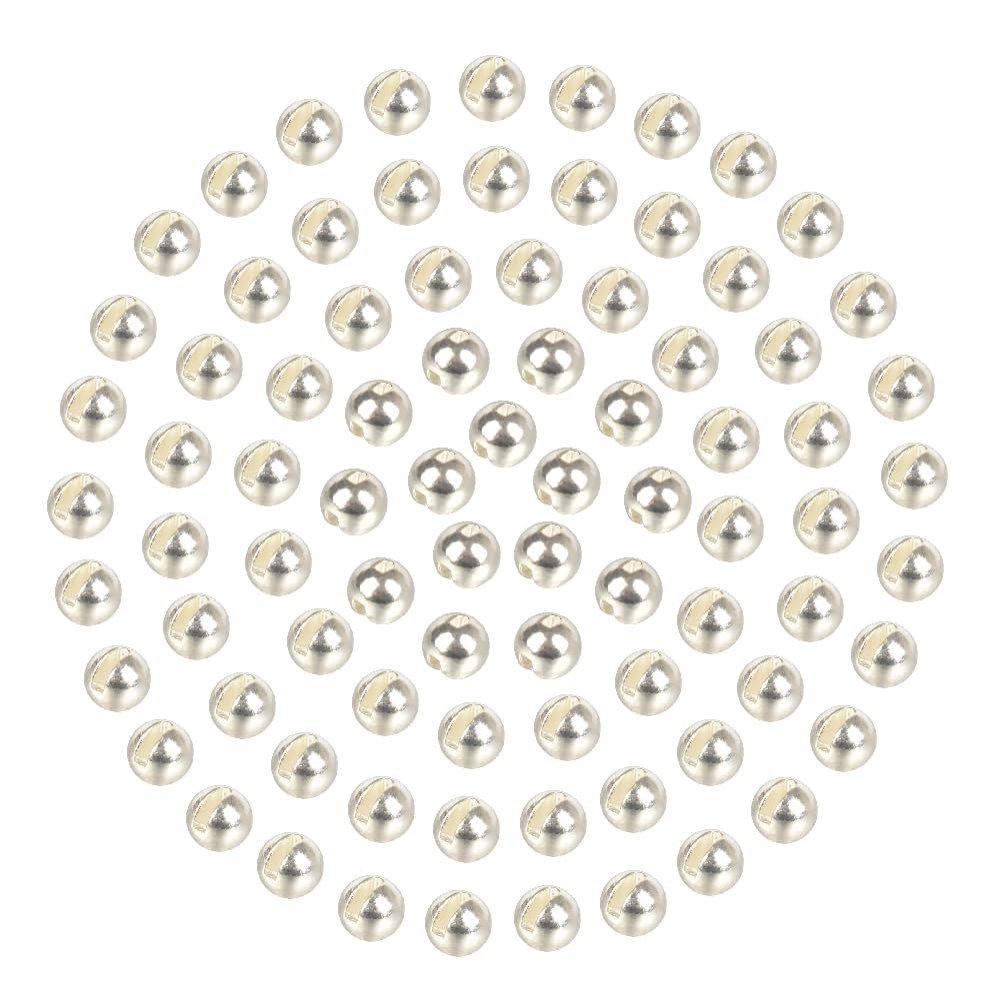MUUNN 200pcs Tungsten Slotted Beads for Fly Tying, Sink Deeper and Faster 12 Colors/13 Sizes Slotted Tungsten Beads Fly Tying Beads Head Fly Tying Materials(Silver,2.8mm)