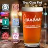 Grandma Established 2021 Engraved on 16 oz Beer Glass Pint Unique Grandmother Gift Idea for Baby Announcement, New Grandma, Her, Sister, New Baby, Grandparents Day view 2