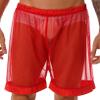 QinCiao Men's See Through Shorts Mesh Loose Breathable Underwear Cover up Boxer Trunks Red XX-Large view 1