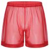 QinCiao Men's See Through Shorts Mesh Loose Breathable Underwear Cover up Boxer Trunks Red XX-Large view 4