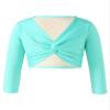 Oyolan Kids Girls Dance Crop Tops Ballet Sweater Long Sleeve Cardigan Shrug Wrap Top Dance Dress Cover Up Mint Green 5-6 Years view 1
