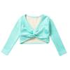 Oyolan Kids Girls Dance Crop Tops Ballet Sweater Long Sleeve Cardigan Shrug Wrap Top Dance Dress Cover Up Mint Green 5-6 Years view 3