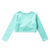 Oyolan Kids Girls Dance Crop Tops Ballet Sweater Long Sleeve Cardigan Shrug Wrap Top Dance Dress Cover Up Mint Green 5-6 Years view 4