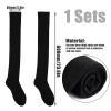KINBOM 1 Pair Thigh High Socks, Cotton Soft Knee High Long Stockings Women Leg Warmers for Wednesday Christmas Cosplay view 4