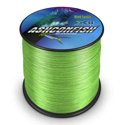 Ashconfish Colorfast Braided Fishing Line- 8 Strands Braided Lines Fadeless -Abrasion Resistant - Zero Stretch-Smaller Diameter, 1000M/1093Yards 300LB Fluorescent Green