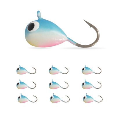 MUUNN 10Pack Glow Ice Fishing Jigs, Teardrop Tungsten Jigs for Panfish, HP61(6mm)