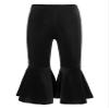 iiniim Baby Toddler Velvet Bell Bottoms Flared Pants with Ruffle Hem Kids Girls High Waist Leggings Trousers Black 12-18 Months view 1