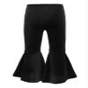 iiniim Baby Toddler Velvet Bell Bottoms Flared Pants with Ruffle Hem Kids Girls High Waist Leggings Trousers Black 12-18 Months view 2