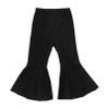 iiniim Baby Toddler Velvet Bell Bottoms Flared Pants with Ruffle Hem Kids Girls High Waist Leggings Trousers Black 12-18 Months view 3