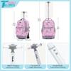 NEW TILAMI 18 Inch Rolling Backpack with Wheels for Girls Boys Kids Laptop Backpack School Travel, Pink Unicorn view 2