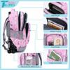 NEW TILAMI 18 Inch Rolling Backpack with Wheels for Girls Boys Kids Laptop Backpack School Travel, Pink Unicorn view 3
