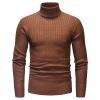 Kaxiya2021 Men's Slim Fit Turtleneck Sweater Cable Knit Thermal Pullover Regular Fit Casual Knitted Twisted Solid Jumpers (Brown,Large) view 1