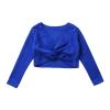 Aislor Little Kids Girls' Classic Thick Ballet Long Sleeve Wrap Top Leotards Ballet Cardigan for Gymnastics Performance Royal Blue 7-8 Years view 3