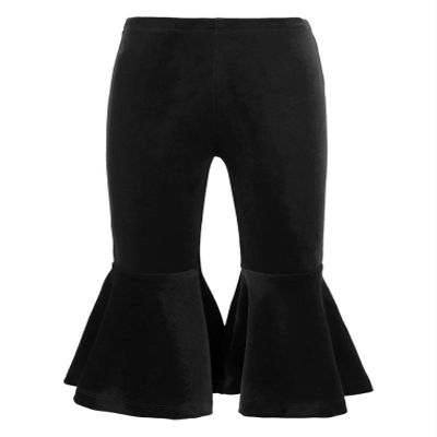 QinCiao Baby Toddler Girls Velvet Flare Pants Stretchy Wide Bell-Bottomed Leggings Trousers Solid Color Black 12-18 Months