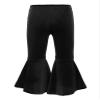 QinCiao Baby Toddler Girls Velvet Flare Pants Stretchy Wide Bell-Bottomed Leggings Trousers Solid Color Black 12-18 Months view 2