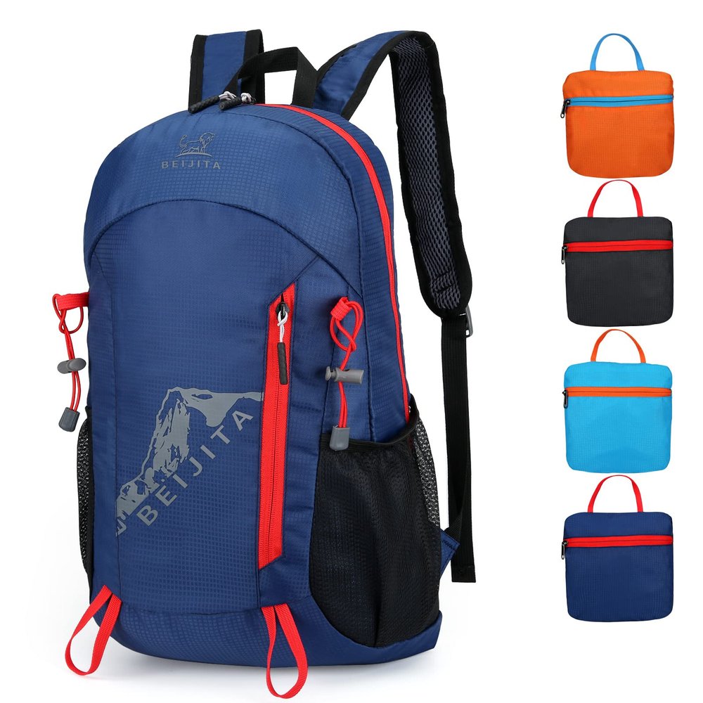 BEIJITA 20L Lightweight Foldable Waterproof Hiking Backpack, Packable Travel Daypack for Men Women (Dark Blue)