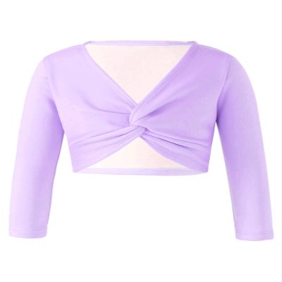 Aislor Little Kids Girls' Classic Thick Ballet Long Sleeve Wrap Top Leotards Ballet Cardigan for Gymnastics Performance Purple 7-8 Years