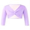 Aislor Little Kids Girls' Classic Thick Ballet Long Sleeve Wrap Top Leotards Ballet Cardigan for Gymnastics Performance Purple 7-8 Years view 1
