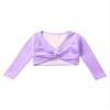 Aislor Little Kids Girls' Classic Thick Ballet Long Sleeve Wrap Top Leotards Ballet Cardigan for Gymnastics Performance Purple 7-8 Years view 3