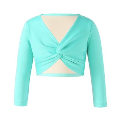 Aislor Little Kids Girls' Classic Thick Ballet Long Sleeve Wrap Top Leotards Ballet Cardigan for Gymnastics Performance Mint Green 5-6 Years