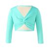 Aislor Little Kids Girls' Classic Thick Ballet Long Sleeve Wrap Top Leotards Ballet Cardigan for Gymnastics Performance Mint Green 5-6 Years view 1